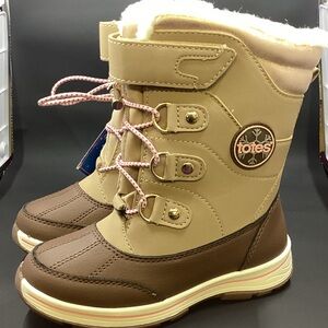 Kids/Girls Totes Tan and Brown Boots with Pink Accents